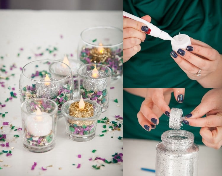 Basteln für Fasching LED Kerzen festlich dekorieren