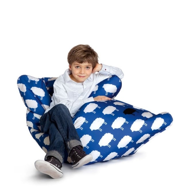 Bodenkissen Kindersitz gemustert blau weiß Sitting-bull Sitzsack-ideen