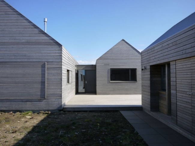 Borreraig Schottisches Haus Satteldach taditionale Bauweise-Holzfassade