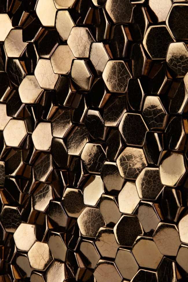 Bronze Fliesen Sechseck Elemente moderne Oberflächen-Design Giles Miller-Studio