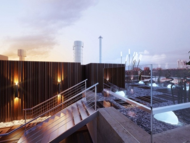 Dachterrasse Penthouse wohnung modern Moskau 3d-Archietktur Visualisierung