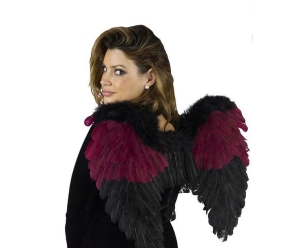 Fasching Damen Kostüme-Zubehör Gothik-Feder Flügel-bordeaux schwarz