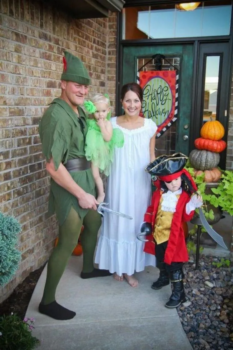 Fasching und Halloween Partnerlook Familie Peter Pan