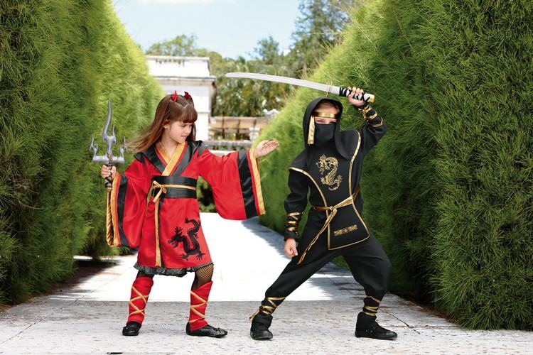 Faschinkgsostüme für Kinder Ninjas-Geschwister
