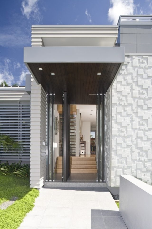 Tür seitliche Drehachse Fassade Gestaltung-moderne Haustür-Schwenktür 