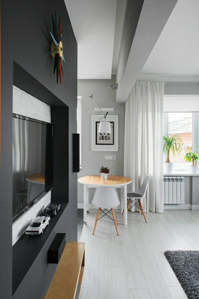 Wand moderne Möbel Design Ideen Wohnzimmer Balken Edelstahl