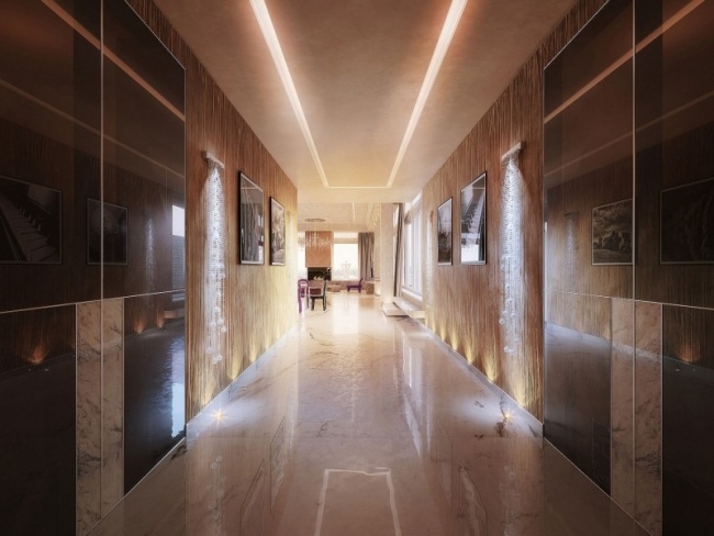 Flur-Raum Gestaltung-Licht 3d Visualisierung Penthouse wohnung