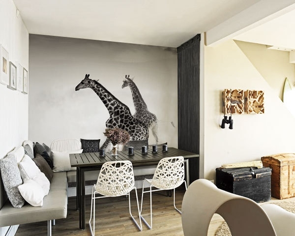 moderne wandgestaltung Ideen-Safari Giraffe schwarz-weiß-fototapete