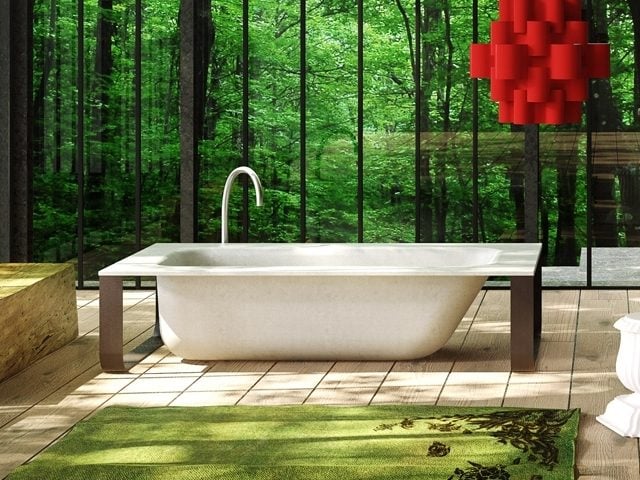 Freistehende badewanne Ausstattung-Beton GLASS IDROMASSAGGIO