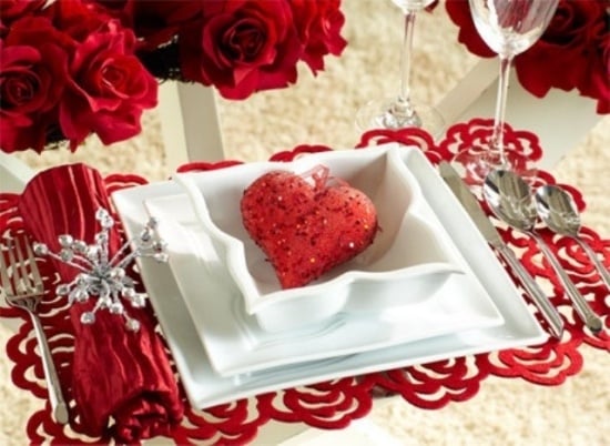 ideen Herz-Form Valentinstag Abendessen-spezielle Deko