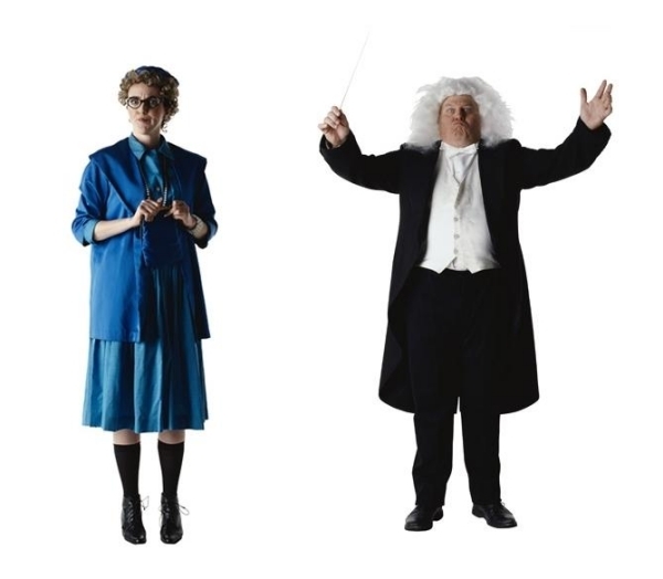 blaues Kleid Haushälterin Dirigent Kostüm-Ideen Fasching Feiern