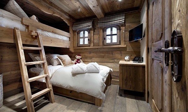 Hochbett Gestaltung Eingebaute Möbel Ski-chalet rustikal Ambiente-design