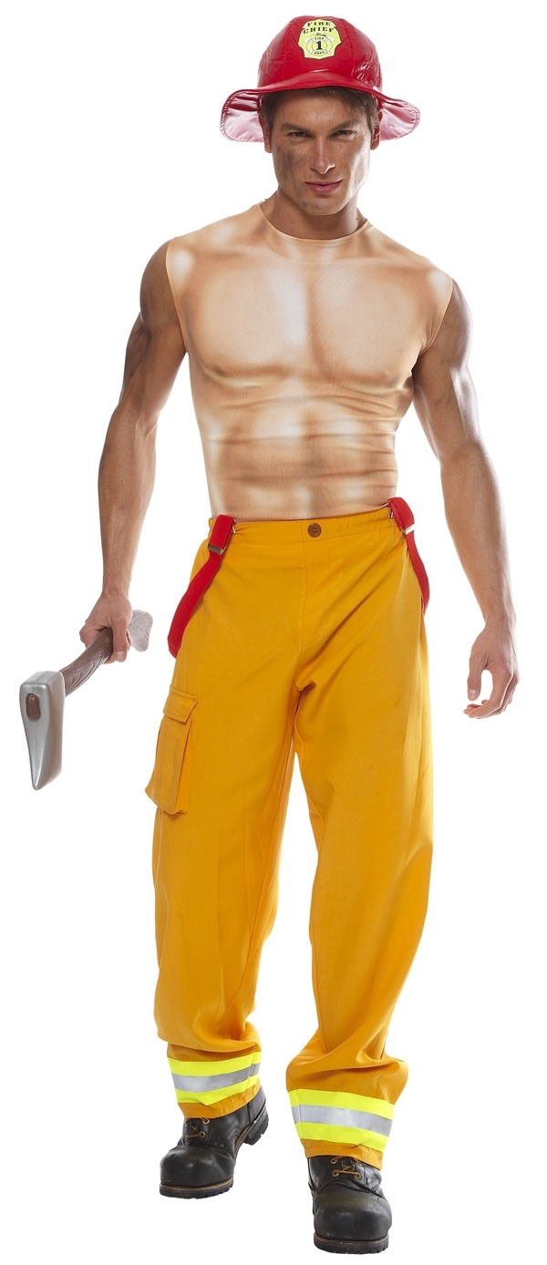 Ideen Sexy Männerkostüm Fitness Körper Sixpack-Feuerwehrmann cool