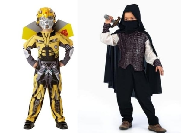 ideen kostüme-Fasching Roboter-ninja schwarz-schwert