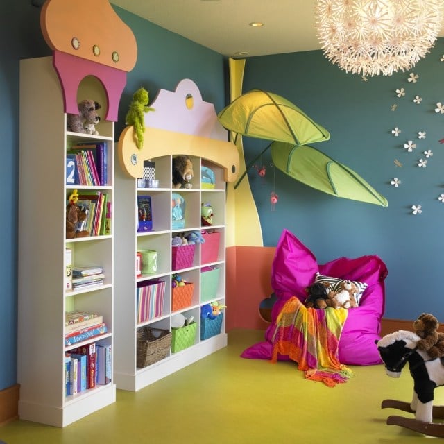 Babyzimmer Kinderzimmer Regalsystem Wandgestaltung-Farbe gestung Sitzecke