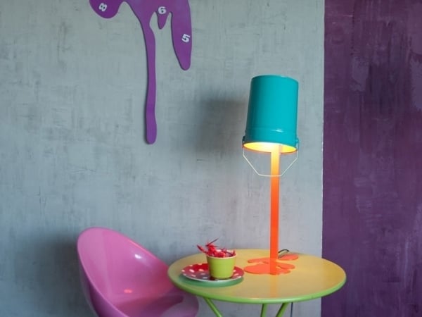 lustige Lampe-Design ideen-farbenfroh tischleuchte Sessel-pink