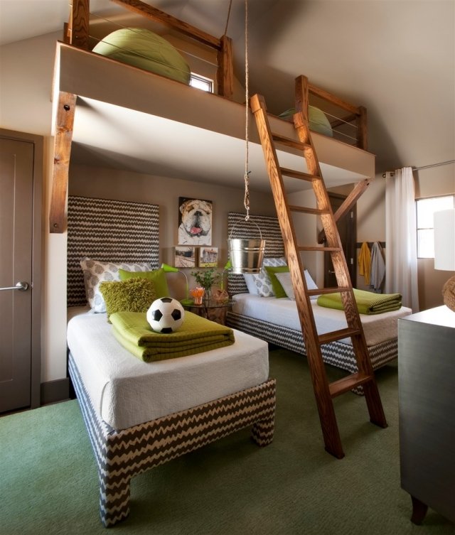 Kinderzimmer Satteldach-modern Bett-Etagenbett einrichtungsideen Jungenzimmer Kemp Hall-Studio