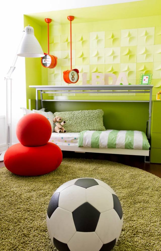 Klappbett Kinderzimmer Fußball Motive-einrichtung shaggy-Teppich Farb gestaltung-Rikki-Snyder
