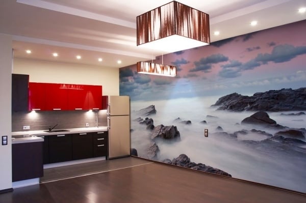 Küche-gestalten Ideen-moderne Wand-Fototapete Vlies tapete vorteile