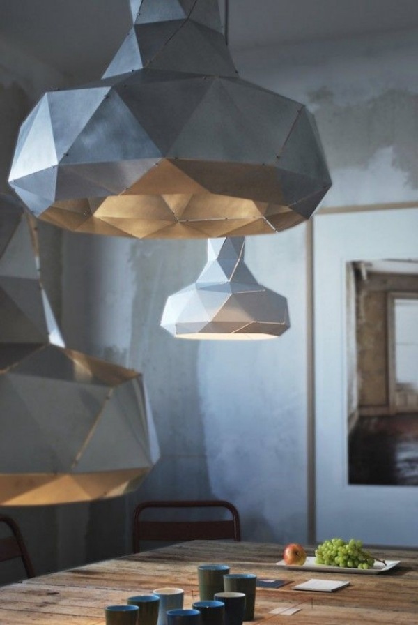 Küche Beton Wandputz Pendelleuchte Ideen recycelte Materialien-Licht Ideen