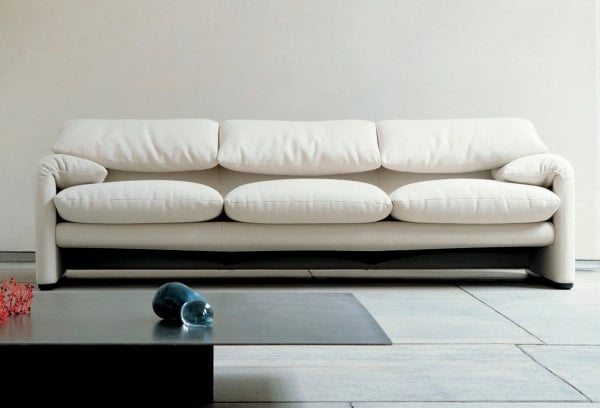 Leder Sofa Kissen Sitz Design-Vico Magistretti-weiß maralunga-cassina