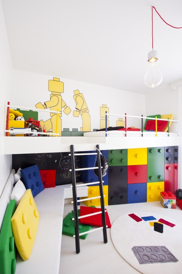 Lego-Kinderzimmer möbel Einrichtung-Kinderbett-Wandgestaltung Ideen-pebble-design