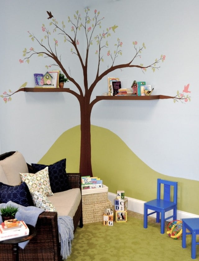 Leseecke Einrichten-Baum WandAufkleber-anbringen Alicia Ventura-Interior-Design