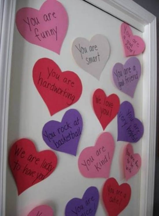 zettelchen Herz-Form beschriften-Botschaften lassen Ideen-valentinstag dekoration basteln