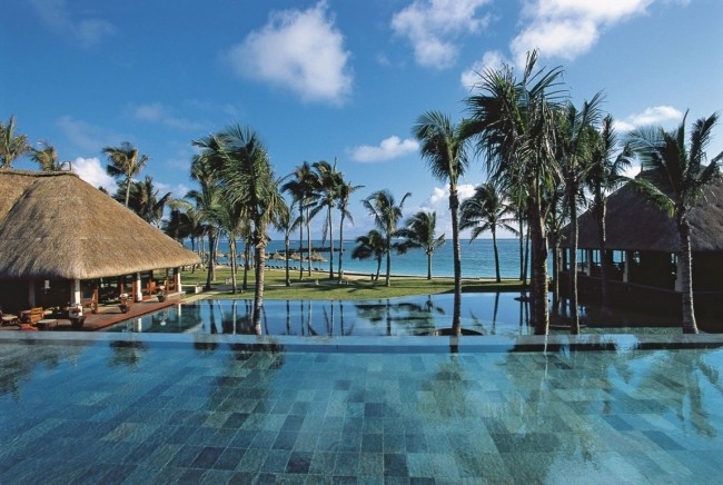 Luxus Villa-Resort Strohdach Bungalows-Mauririus Exotik-infinity pool-Ozeanblick