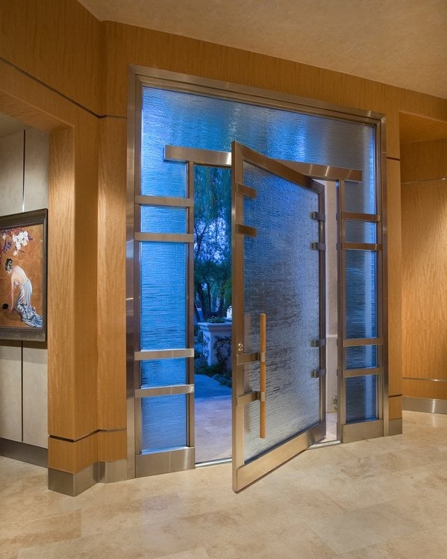 Mattiertes Glas-Metall Rahmen Eingang Tür Seitenlicht-Modern Wohnungseingangstüren 