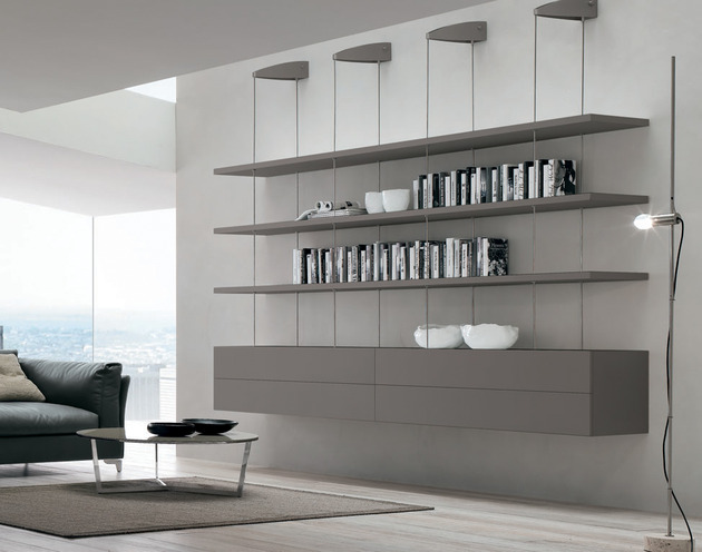 Moderne designermöbel wohnzimmer alivar taupe regale