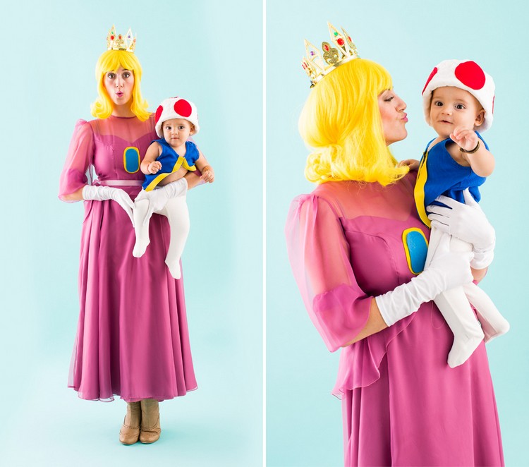 Mutter und Baby Faschingskostueme-Ideen-Koenigin-Prinz