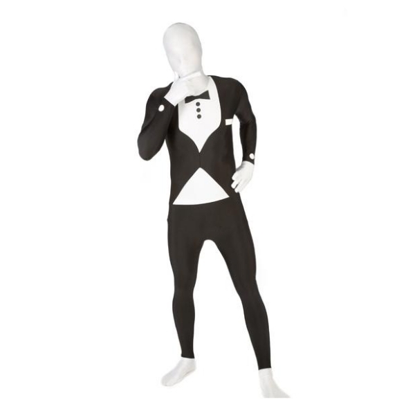 Männer Faschingskostüme ideen-Morphsuit weiß-schwarz-Karneval Halloween