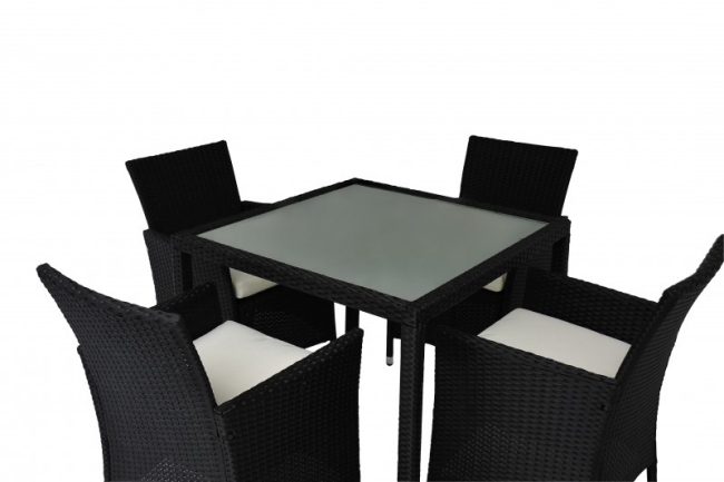 Rattan lounge-möbel stühle outdoor essbereich schwarz