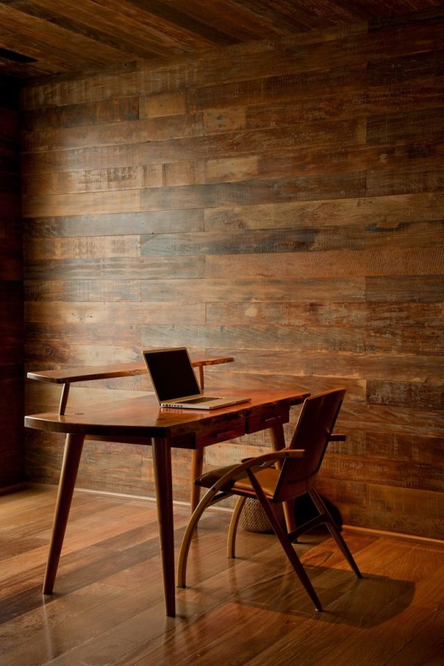 Schreibtisch-design Retro Armlehnstuhl-moderne Wohnung-mit Holz verkleidet