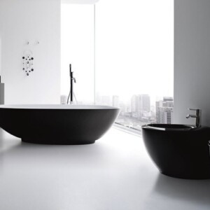 design Schwarze Badewanne-boma minimalistisch einrichten