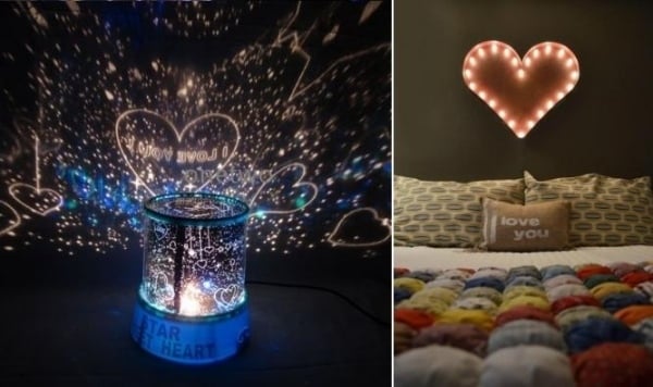 Sternenprojektor Deko Geschenkideen Valentinstag Schlafzimmer-Herz Lampe-Ideen