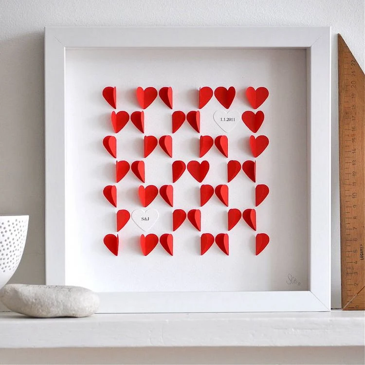 Stilvolle Deko zum Valentinstag Basteln Bilderrahmen Herz Muster