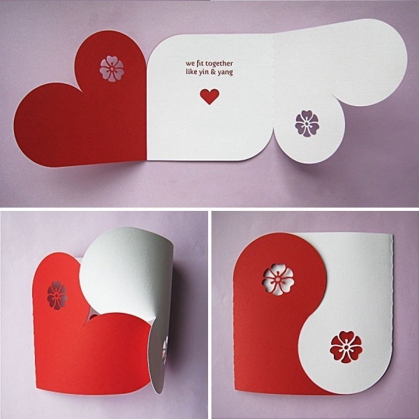 Valentinstag karte Basteln rot weiß-Ideen Geschenke-Dekoideen