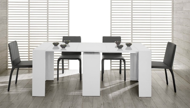 modern Weißer Tisch Morph ausziehbar Esszimmer-Einrichtungsideen Wohnküche