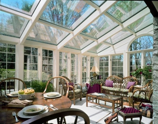 ideen modern Wintergarten Einrichten-gemütlich Glasdach-Terrasse Wohnzimmer Möbel