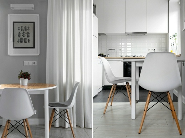 Skandinavischer Wohnstil weiße Einbauküche Küchenrückwand Fliesen