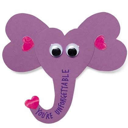 bastelideen valentinstag kinder papier elephanten lila augen