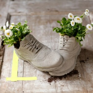 Blumen in alten Schuhen