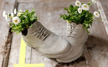 Blumen in alten Schuhen