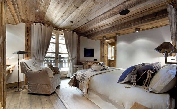 alpen chalet Zimmer Felle-Bett Design-Verkleidungen Holz-Ideen gemütlichkeit