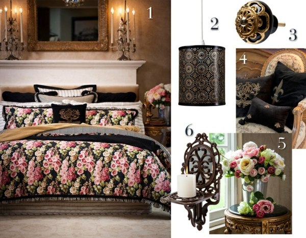 Vintage Schlafzimmer einrichten -verspielte Blumenmuster ...