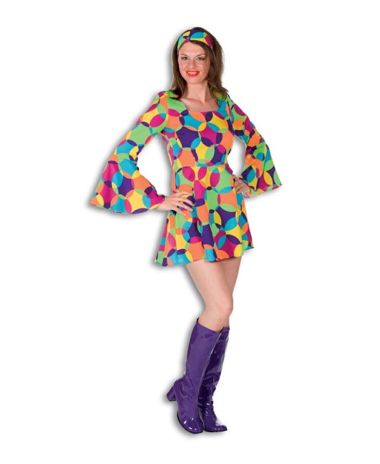 faschingskostüme und zubehör hippie idee damen stiefel lila bunt kleid