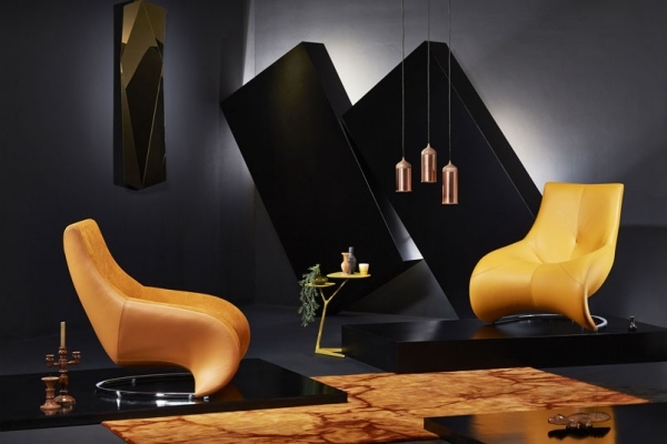 gelber Sessel Wohnzimmer Ideen modernes Design-Leolux-darius Einrichtungsideen