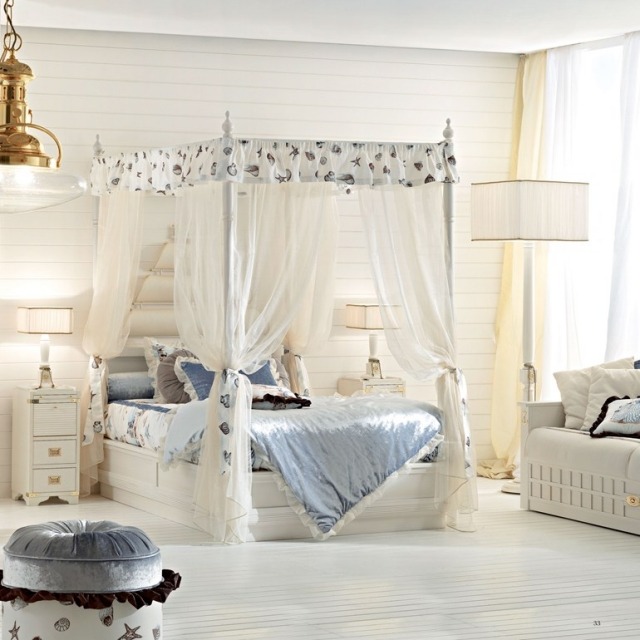 Kinderzimmer Möbel bettchen Himmelbett-weiß stilvoll PRINCESS-Caroti